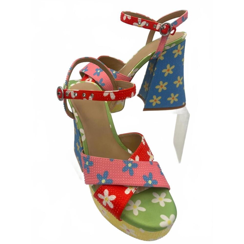 GB Chic Floral High Heels Platform Sandals Women's Size 7.5